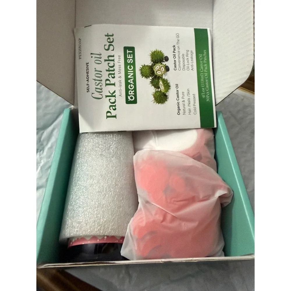 PEXIHOAP Organic Castor Oil Patch Set 4oz USDA Organic Oil 30 Crab Shape Patches